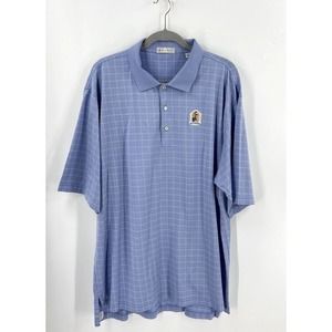 Peter Millar Golf Polo Shirt Mens Size XXL Blue Windowpane Check Pelican Marsh